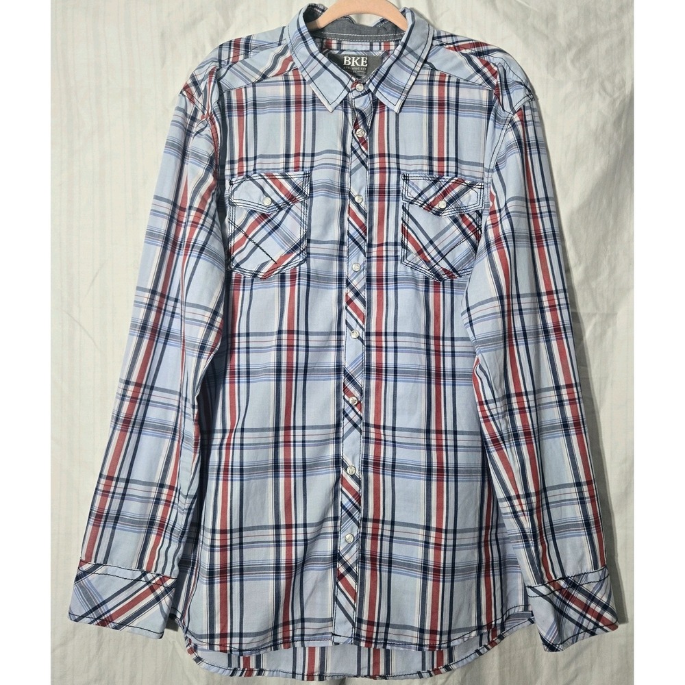 BKE Swisher Long Sleeve Button Down Plaid Western Shirt Size XL
